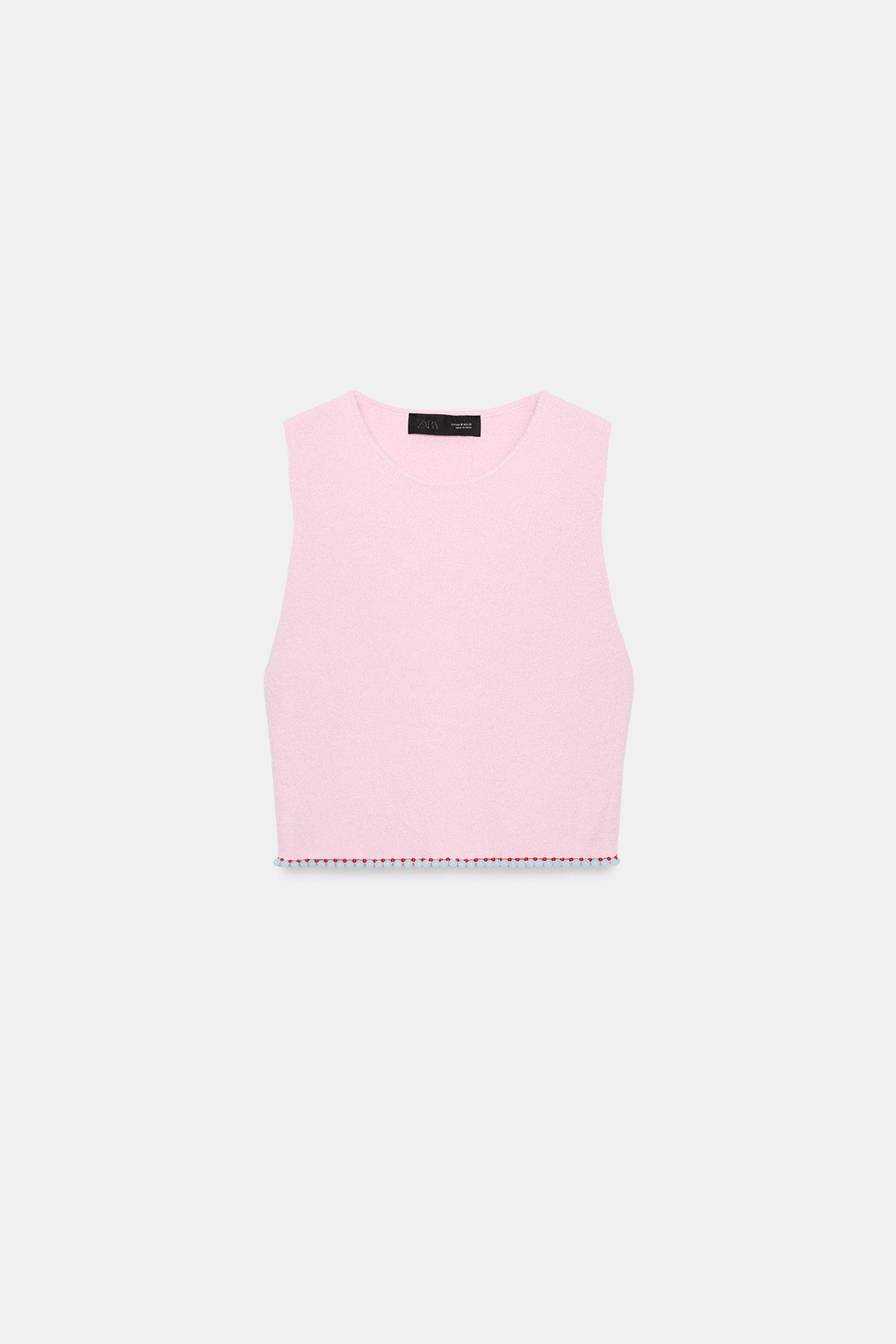 BEADED KNIT CROP TOP